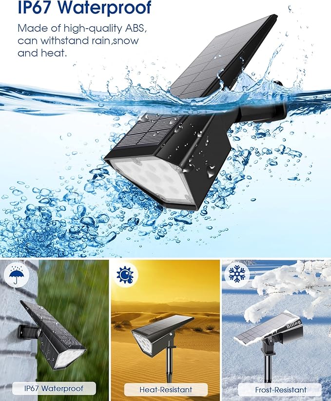 Biling Solar Spot Lights Outdoor, Bright 700 Lumen Solar Lights Outdoor - Image 2