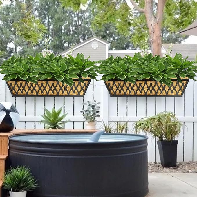 2 Pack 24 Inch Window Boxes Planters Railing Planter Box - Image 7