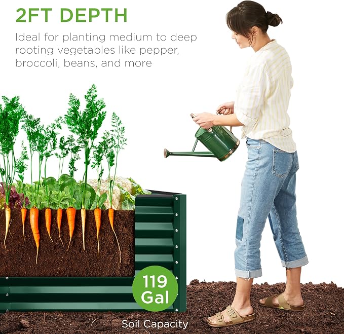 Best Choice Products 4x2x2ft Outdoor Metal Raised Garden Bed, Deep Root Planter - Image 2