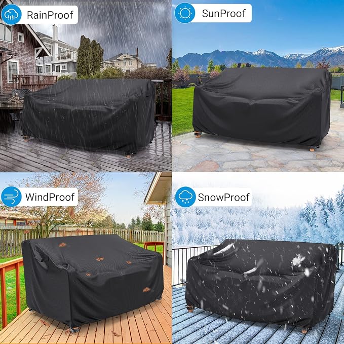 Heavy Duty Patio Sofa Cover Waterproof, Mrrihand 2-Seater Outdoor Sofa Loveseat - Image 7