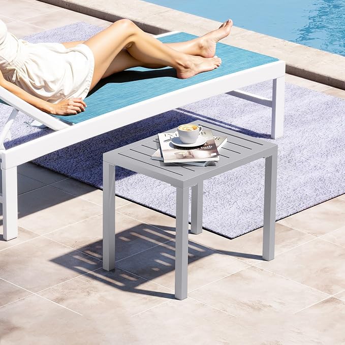 Crestlive Products Aluminum Outdoor Side Table, Rectangular End Table, Easy - Image 2