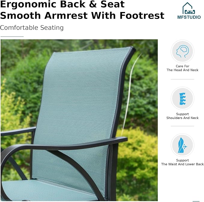 MFSTUDIO Outdoor Bar Stools Set of 6, Swivel Bar Height Patio Chairs Outdoor - Image 4