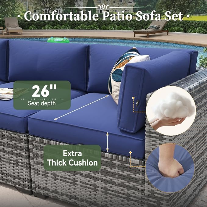 Aoxun 11 Piece Patio Furniture Set Wicker Rattan Patio Conversation Set Outdoor - Image 3