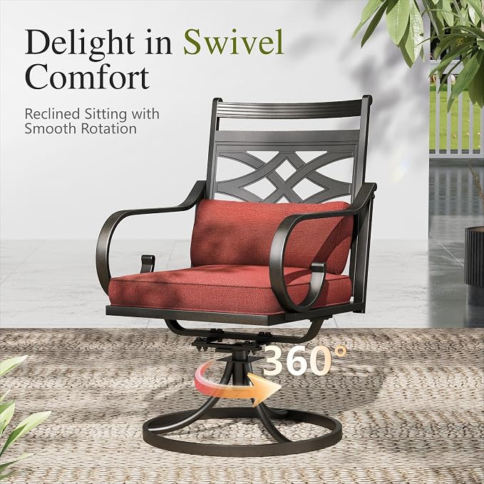 Sophia and William Swivel Outdoor Patio Dining Set - Image 4