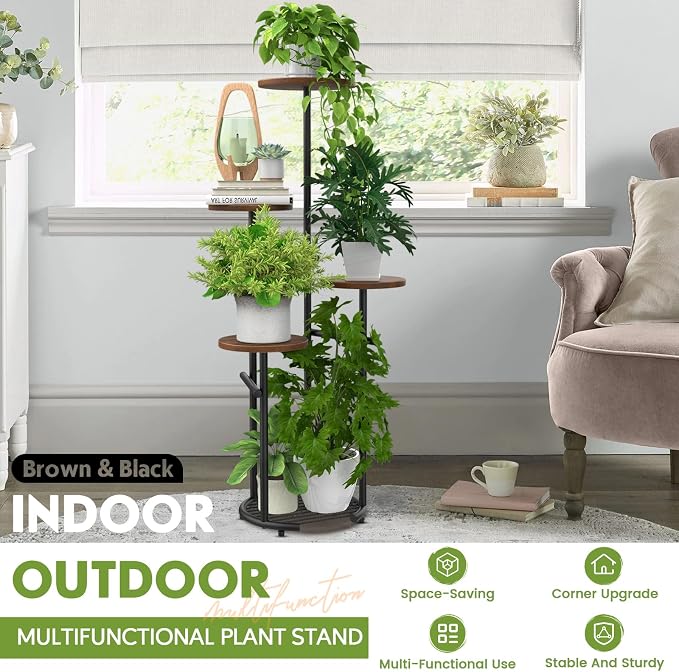 TOSKING 5 Tier Metal Plant Stand Indoor， Plant Shelf, Corner Shelf Flower Pot - Image 7