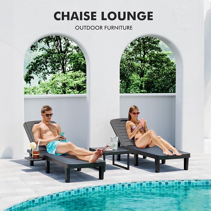 WACASA Outdoor Chaise Lounge Chairs Set of 2, Oversized Lounge Chairs - Image 3