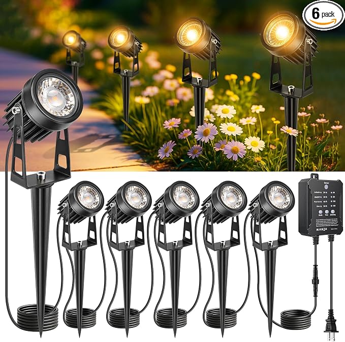 Plug and Play Low Voltage Landscape Lighting Kit, Warm White Waterproof Outdoor by ROLANCHE