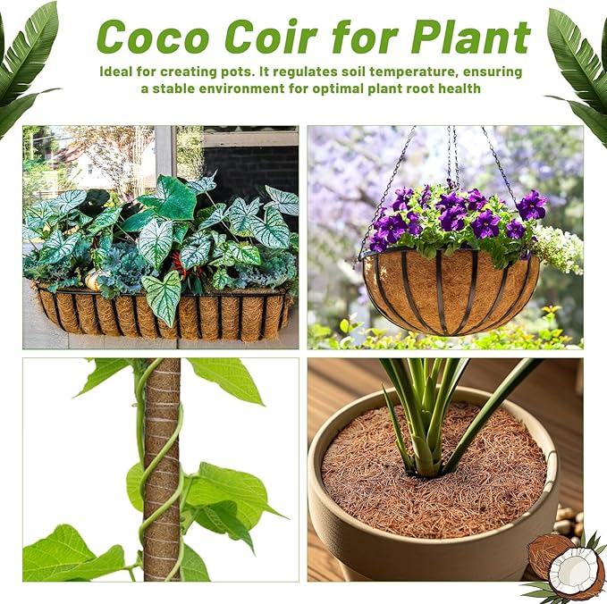 Remiawy Coco Liner Fiber Roll, 16 x 40 Inch Natural Coconut Coir Liner Sheet - Image 4