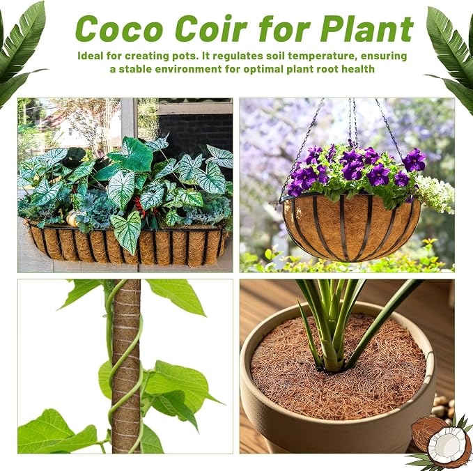 REMIAWY Coco Liner Fiber Roll, 16 x 80 Inch Natural Coconut Coir Liner Sheet - Image 4