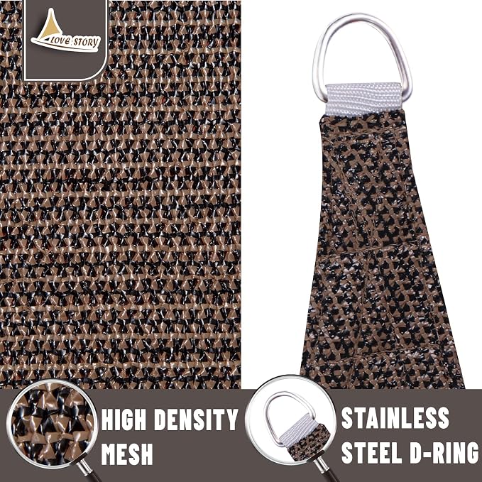 LOVE STORY Custom Size 9'x9'x9' Brown Sun Shade Sail Triangle Sunshade Fabric - Image 5