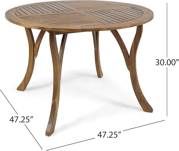 Christopher Knight Home Adn Outdoor 47" Round Acacia Wood Dining Table - Image 7