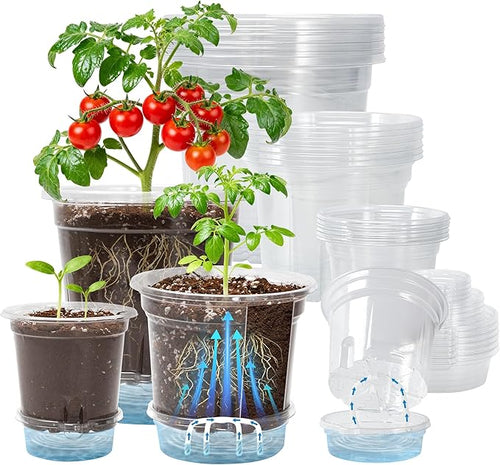 18 Pack 6.5/5/4 Inch Clear Self Watering Plant Pots by Bluepro