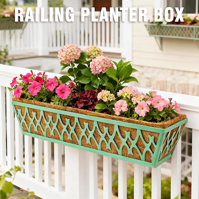 2 Pack 24 Inch Window Boxes Planters Railing Planter Box - Image 4