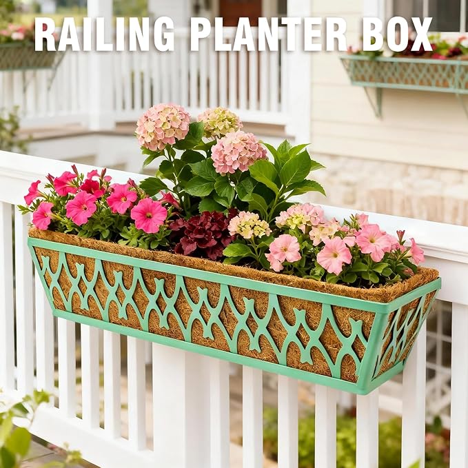 6 Pack 24 Inch Window Boxes Planters Railing Planter Box - Image 4