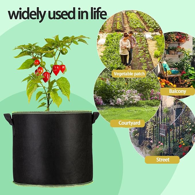 3-Pack 20 Gallon Grow Bags, Thickened Nonwoven Fabric Pots - Image 7