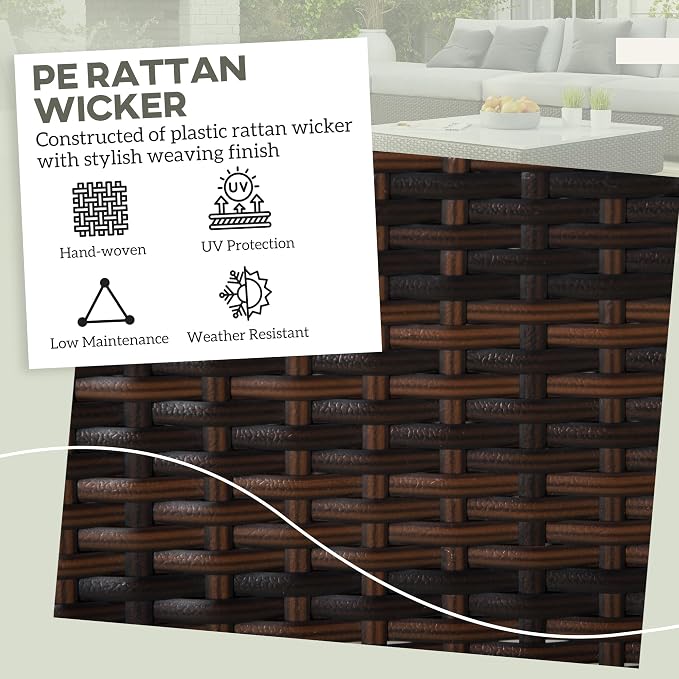 Outsunny 2 Pieces Outdoor Patio Ottomans, All Weather Wicker Outdoor Footstools - Image 4