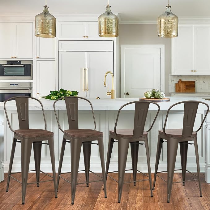 Yongqiang 26 inch Bar Stools Set of 4 Kitchen Counter Height Bar Chairs Modern - Image 9