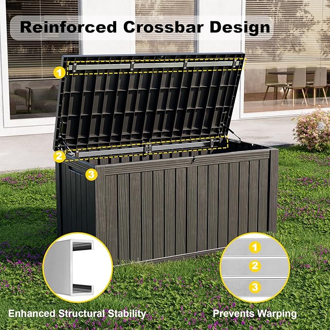 180 Gallon Outdoor Deck Box, Lockable Waterproof Outdoor Storage Boxes - Image 4
