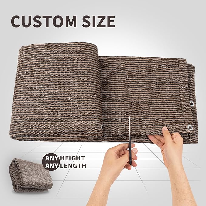 LOVE STORY Custom Size 3.3'x35' Brown Balcony Privacy Screen, UV Block Privacy - Image 2