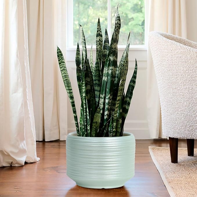 10 Inch Ceramic Plant Pot with Drainage – Large Flower Pot - Image 7