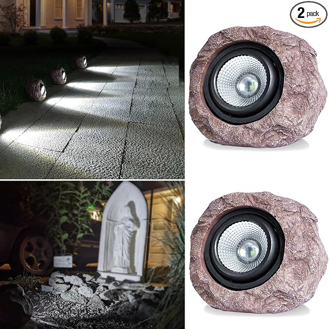 Outdoor Solar rock lights, IP65 Waterproof LED Super Bright spotlights by Cloud+sakura