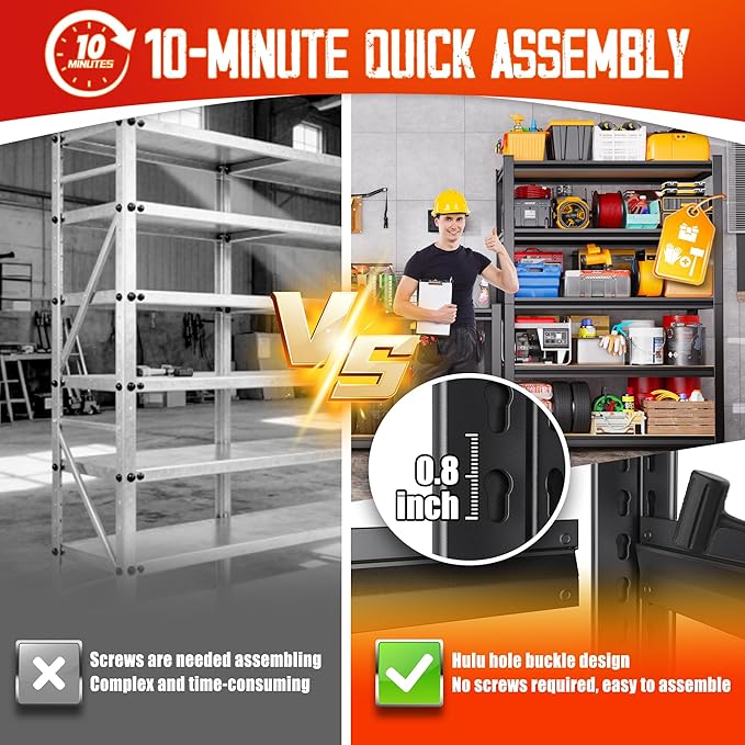 Set of 2 Garage Shelving, 3 Tier Garage Storage Shelves, Adjustable Heavy Duty - Image 4