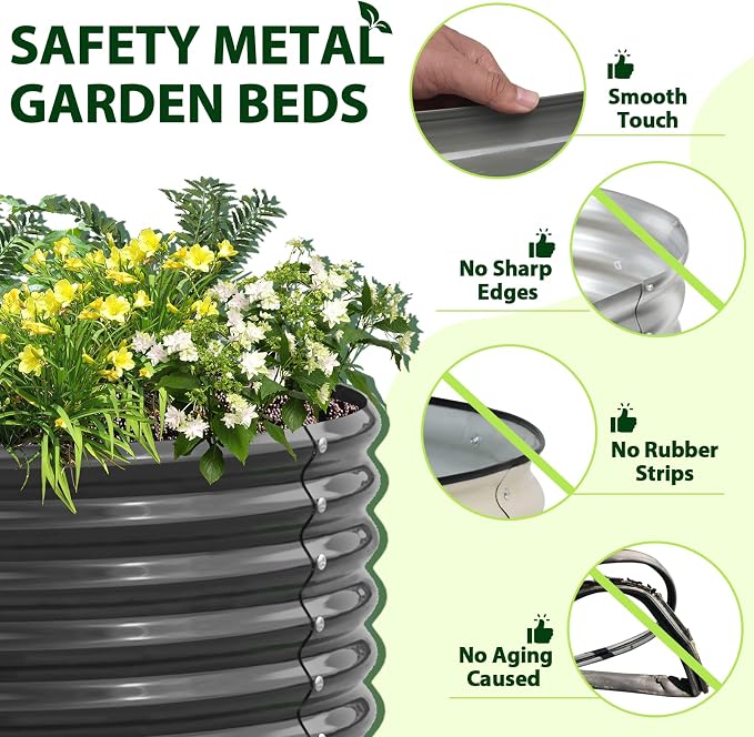 A ANLEOLIFE 12X3X1.5 ft Galvanized Raised Garden Beds Outdoor, Oval Extra Large - Image 4