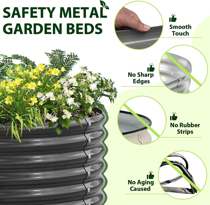 A ANLEOLIFE 8X4X1.5 ft Galvanized Raised Garden Beds Outdoor, Oval Large Metal - Image 6