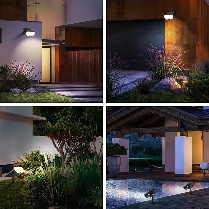 Consciot Solar Spot Lights Outdoor, 16 LEDs IP67 Waterproof, Auto On/Off Solar - Image 6