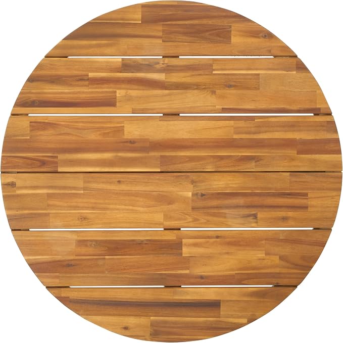SAFAVIEH Outdoor Collection Leo Natural/Black 4-Leg Round Coffee Table - Image 6