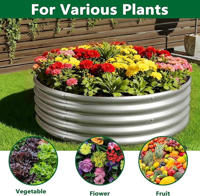 zizin 2 Pack Galvanized Raised Garden Bed Metal Round Raised Garden Beds - Image 6