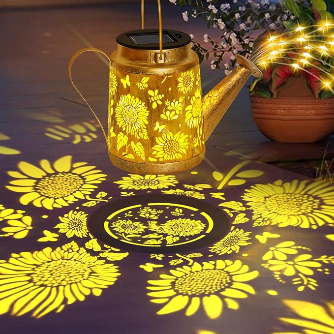 Sunflower Solar Watering Can Lights, Outdoor Waterproof Garden Lanterns - Image 2