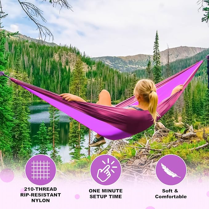 SZHLUX Camping Hammock Double & Single Portable Hammocks - Image 4