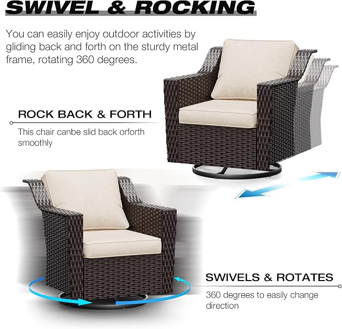 Joyside Wicker Patio Furniture Sets, 6 Pieces Upgraded Large Size Outdoor - Image 3