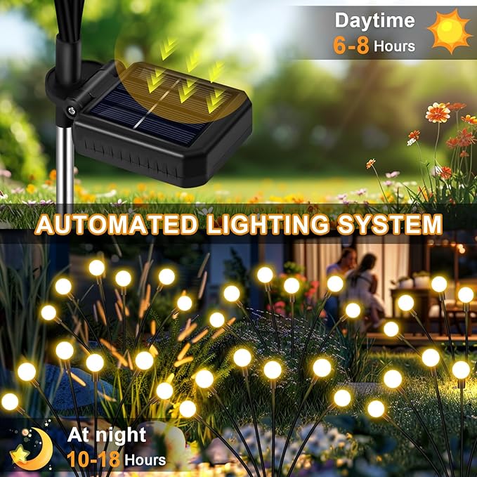 Solar Garden Lights Outdoor, 6 Pack 48LED Waterproof Solar Powered Lights - Image 6