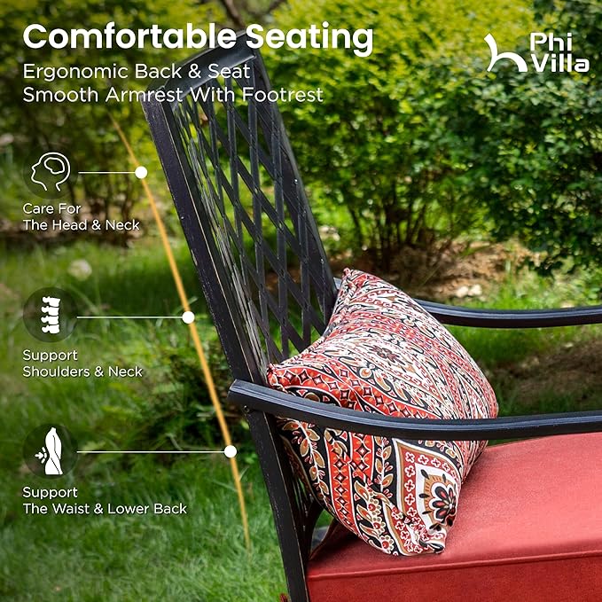 PHI VILLA Outdoor Swivel Bar Stools Set of 2, Counter Height Patio Chairs - Image 7