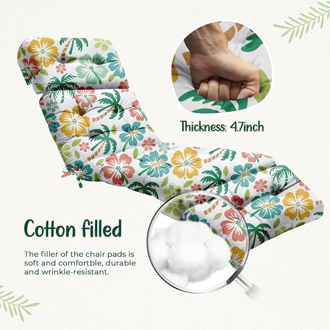 4 Pack Outdoor Chaise Lounge Chair Cushion 75.1 x 22.8 x 4.7 Inches 100% - Image 6