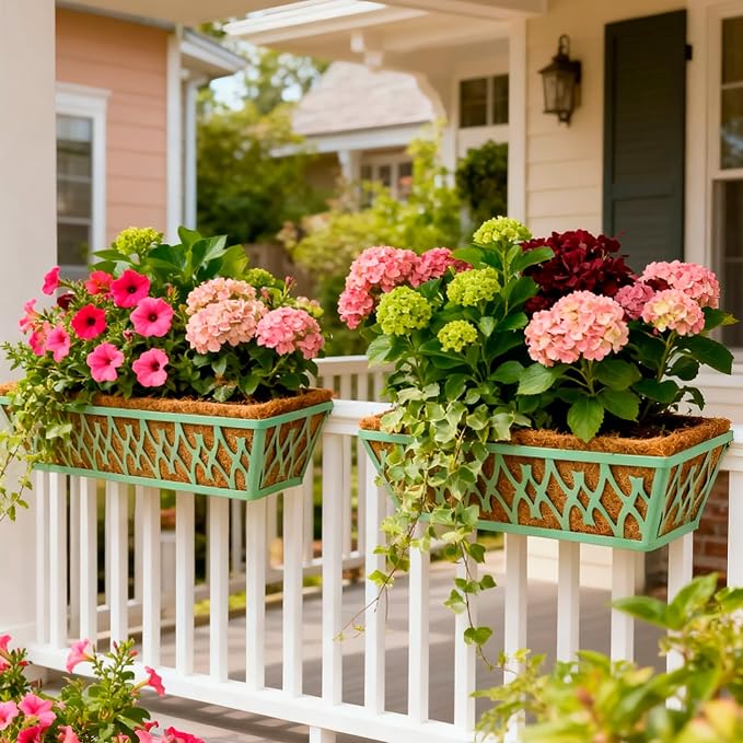 2 Pack 24 Inch Window Boxes Planters Railing Planter Box - Image 6