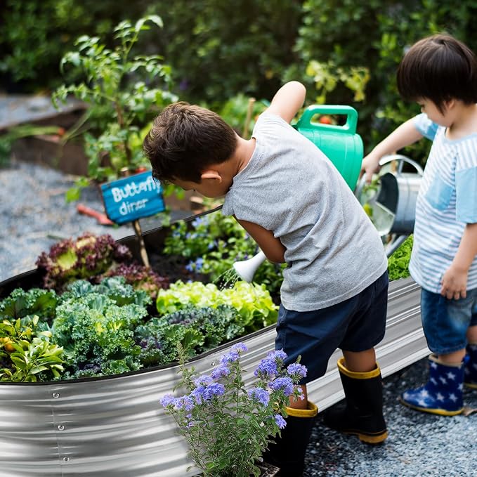 JERIA 8×4×1ft Oval Raised Garden Bed, Galvanized Raised Garden Bed Kit Outdoor - Image 6