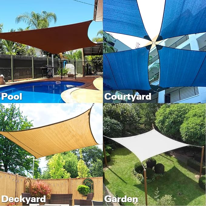 KANAGAWA 16'X18' Dark Gray Custom Size Sun Shade Sail Rectangle UV Block Canopy - Image 7