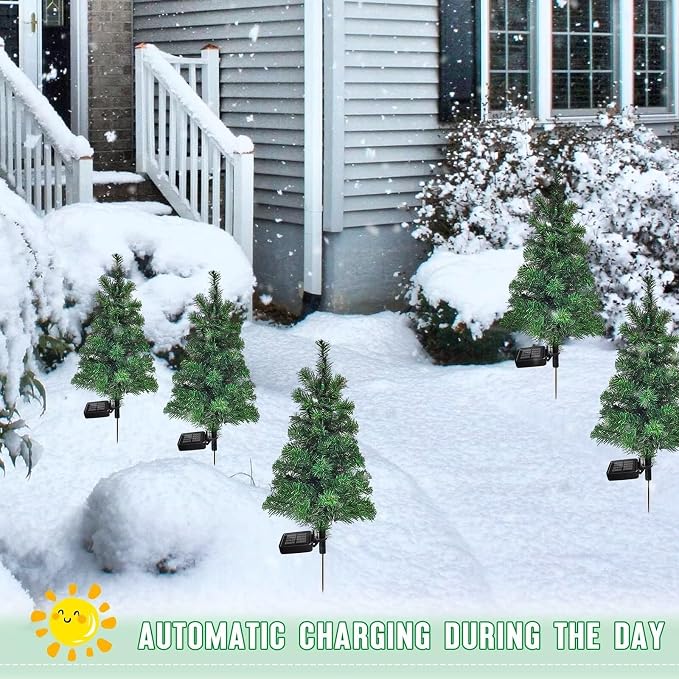 4PCS Solar Christmas Tree Garden Stake Lights Waterproof Christmas Decorations - Image 3