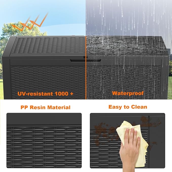 120 Gallon Resin Deck Box, Lockable Weatherproof Outdoor Storage Box - Image 5