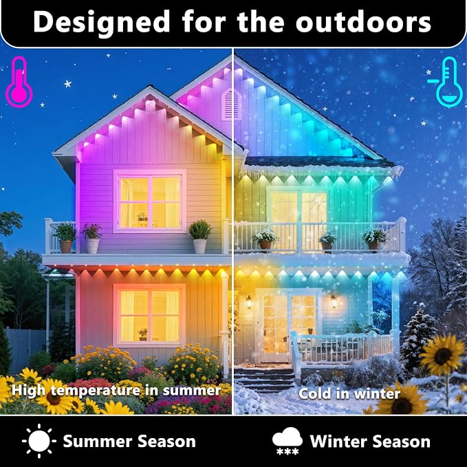 200FT Permanent Outdoor RGB Lights, IP67 Waterproof Smart Eave Lighting - Image 3