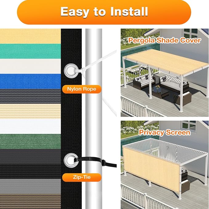 Artpuch Outdoor Pergola Shade Cover 6' X 9' Sun Shade Cloth - Image 5