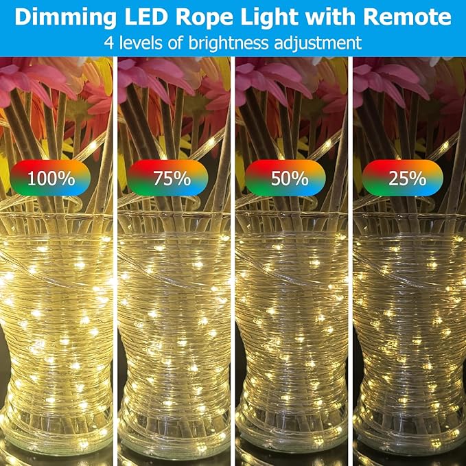 50ft Outdoor Rope Light, IP68 Waterproof 25 Color Changing String Lights - Image 5