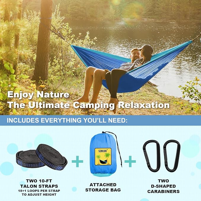 SZHLUX Camping Hammock Double & Single Portable Hammocks - Image 3