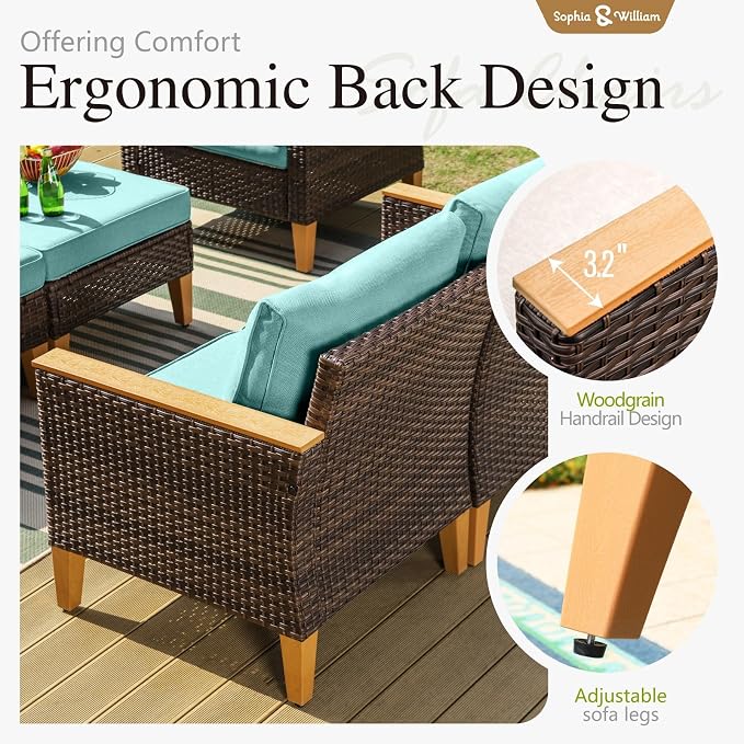 Sophia & William Patio Furniture Set, 5 Piece Half Moon Outdoor Wicker - Image 6