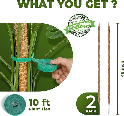 2 Pack 48'' Bendable Moss Pole Monstera Plant Support - Image 2
