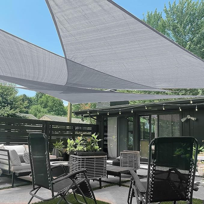 LOVE STORY Custom Size 12'x20'x23.3' Silver Grey Sun Shade Sail Triangle by LOVESTORY