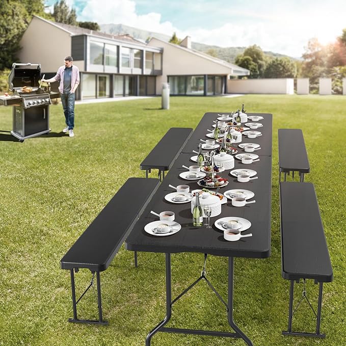 VINGLI 6 feet Plastic Folding Bench, Portable in/Outdoor Picnic Party Camping - Image 2